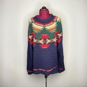 Vintage Woolrich Sweater 100% Wool Geometric Large 80s 90s Southwest Aztec